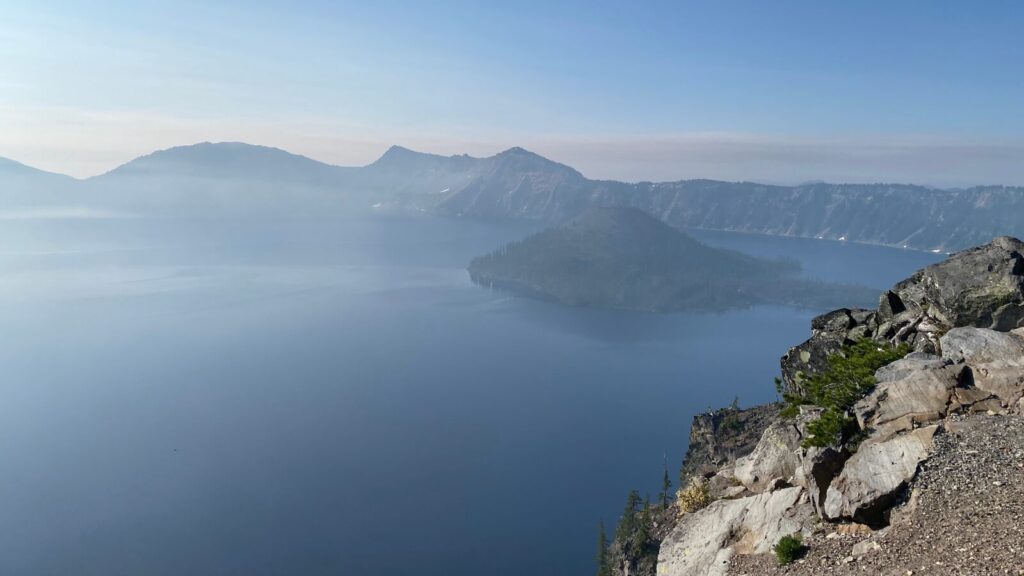 Crater Lake with Smoke