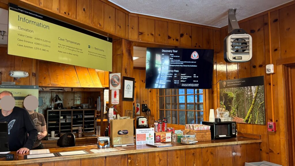 Oregon Cave check-in counter